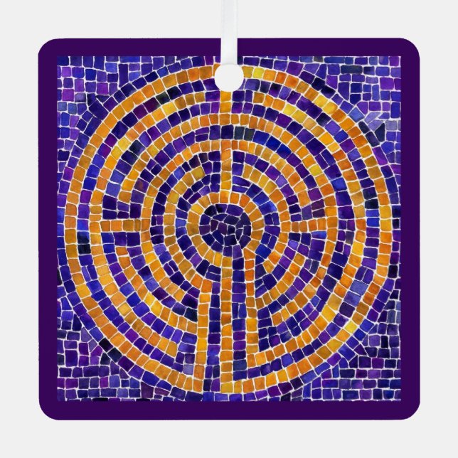 LABYRINTH MOSAIC Metal Square Ornament (Front)