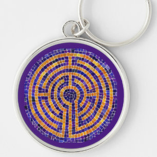 LABYRINTH MOSAIC Premium Round Keychain