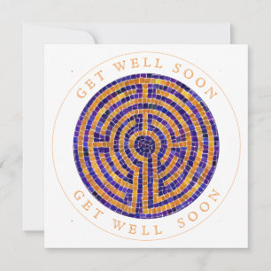 LABYRINTH MOSAIC Square Flat Get Well Card