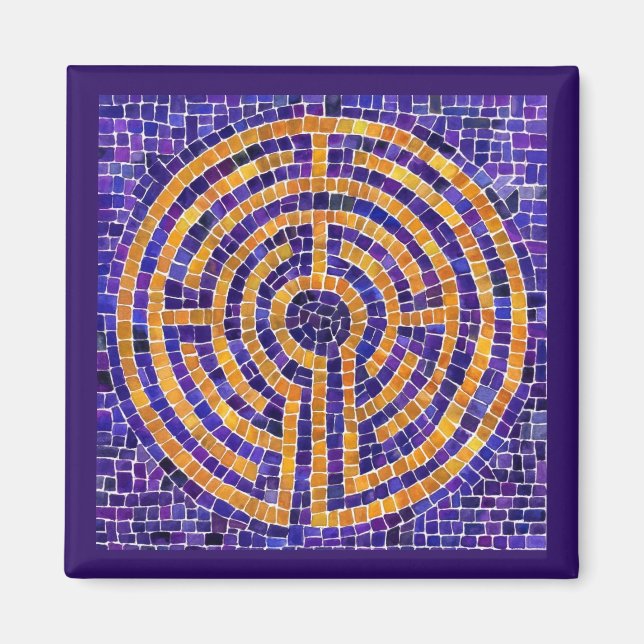 LABYRINTH MOSAIC Square Magnet - Purple (Front)