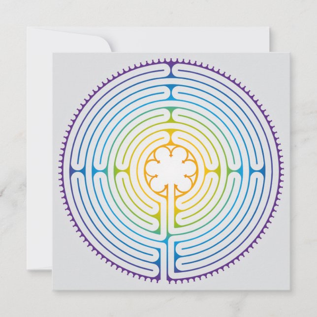 Labyrinth of Chartres Illustration - Rainbow Colou Holiday Card (Front)