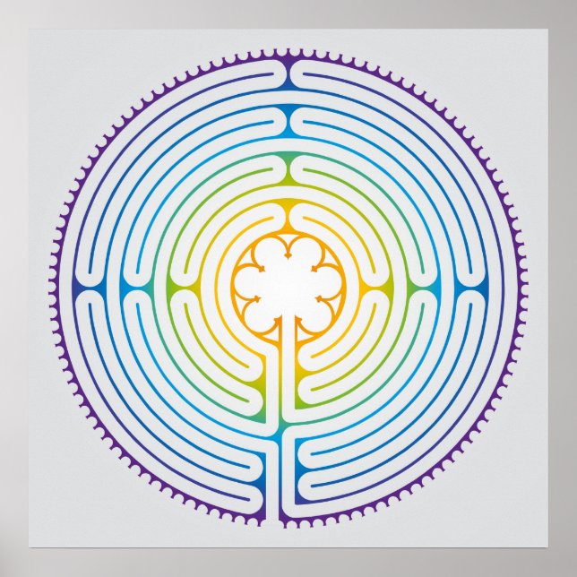 Labyrinth of Chartres Illustration - Rainbow Colou Poster (Front)