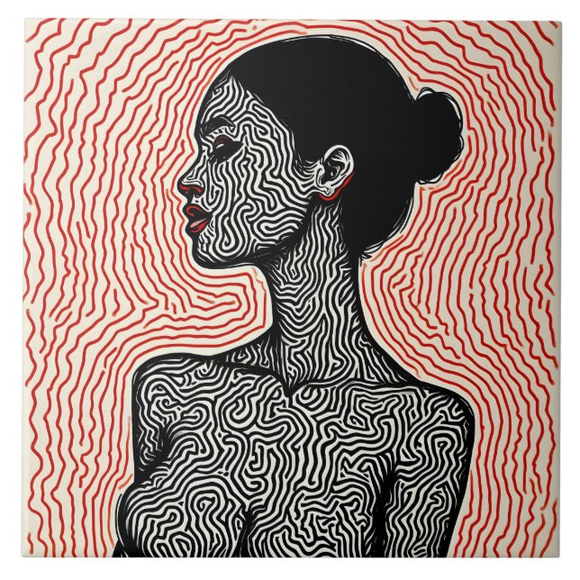 Labyrinth of Her Awakening – A Minimalist Portrait Tile (Front)