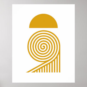 Labyrinth of Light – Sun and Golden Spiral Poster