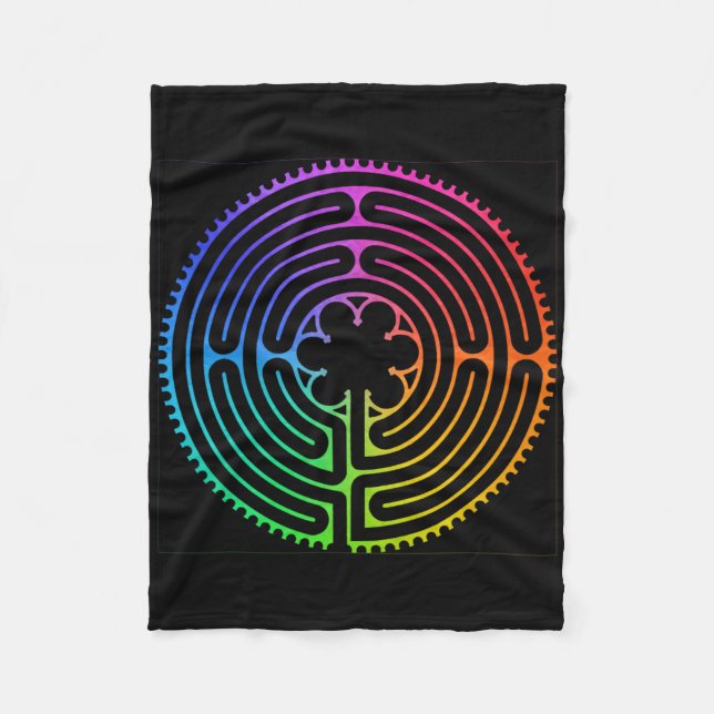 Labyrinth Rainbow Chartres Labyrinth Maze Yoga Des Fleece Blanket (Front)