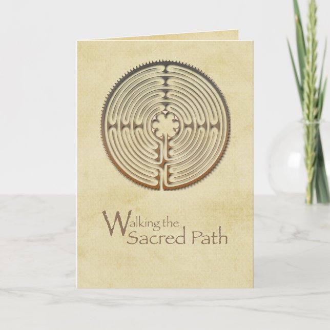 Labyrinth, Sacred Path, 12 Step Addiction Recovery Card (Front)