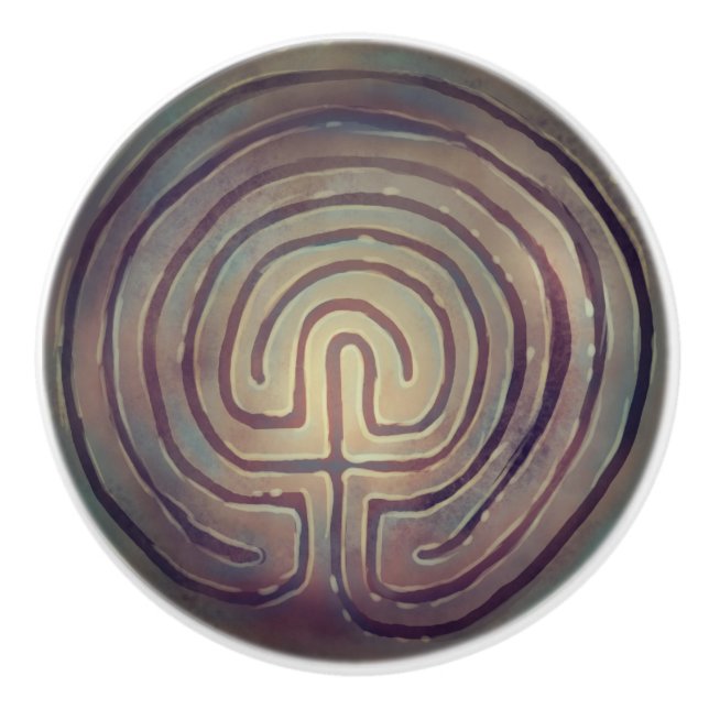 Labyrinth Symbol  Ceramic Knob (Front)