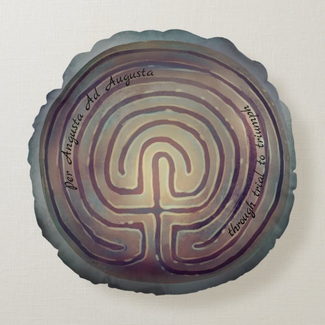 Labyrinth Symbol Round Pillow (Front)