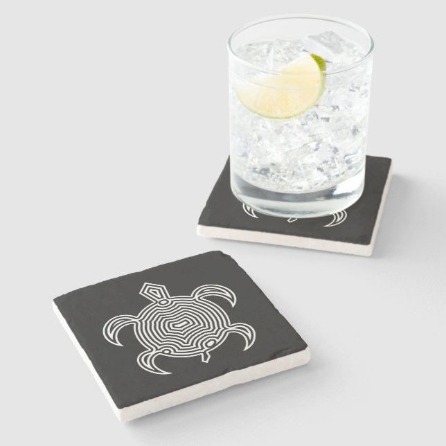 Labyrinth Turtle Stone Coaster (Side)