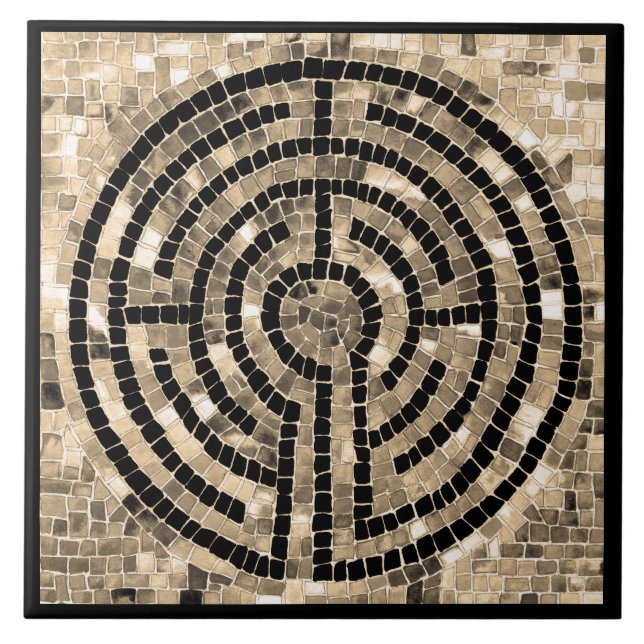 LABYRINTH V 6x6 Ceramic Tile - Black (Front)