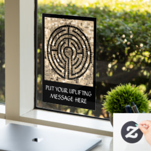 LABYRINTH V 8x11 Window Cling +Text - Black