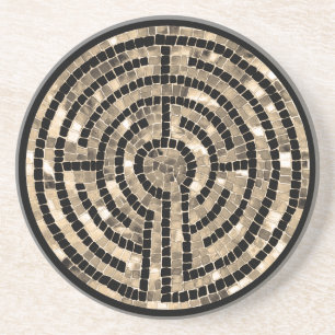 LABYRINTH V Dessous de verre en grès - Noir