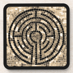 LABYRINTH V Hard Plastic Coasters - Black
