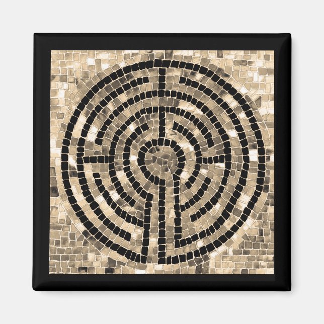 LABYRINTH V Magnet Carré - Noir (Devant)