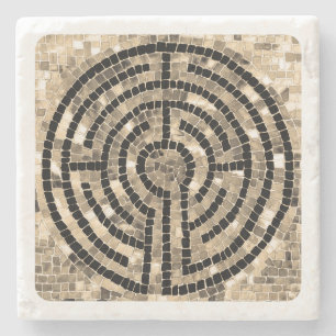 LABYRINTH V Marble Stone Coaster - White