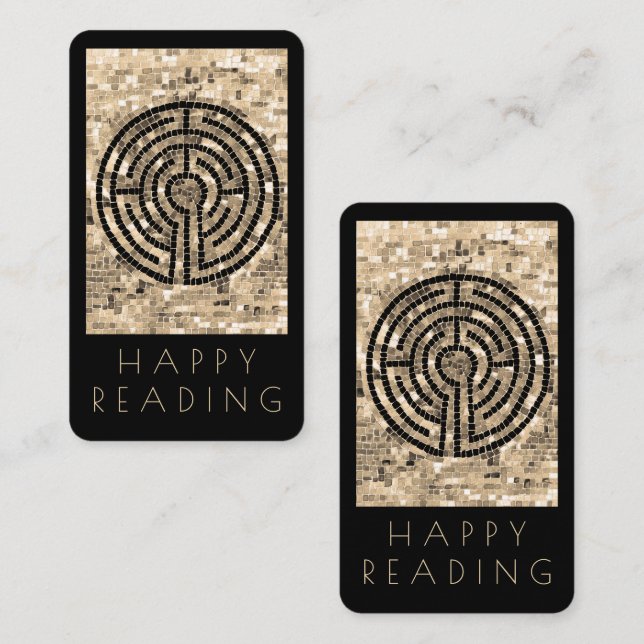 LABYRINTH V Signet - Carte 3,5x2 + Texte / Noir (Devant / Derrière)
