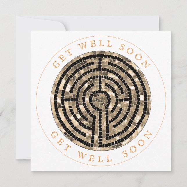 LABYRINTH V Square Flat Get Well Card (Front)