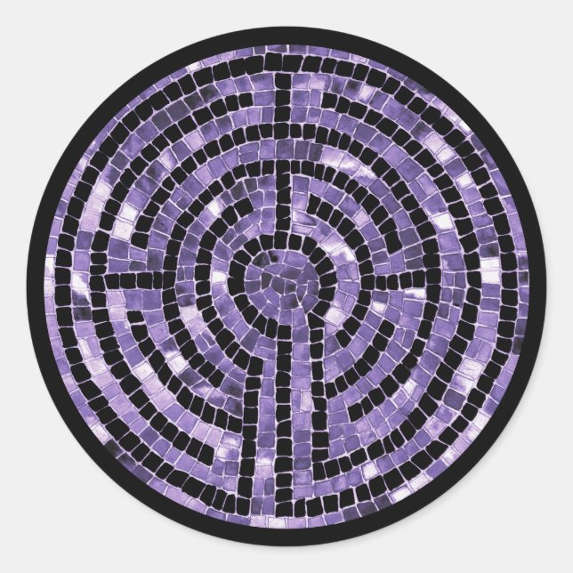 LABYRINTH VI Large Round Stickers - Black (Front)