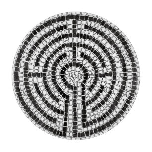 LABYRINTH VII 12" Round Glass Cutting Board 