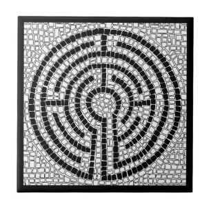LABYRINTH VII 4.25x4.25 Ceramic Tile - Black