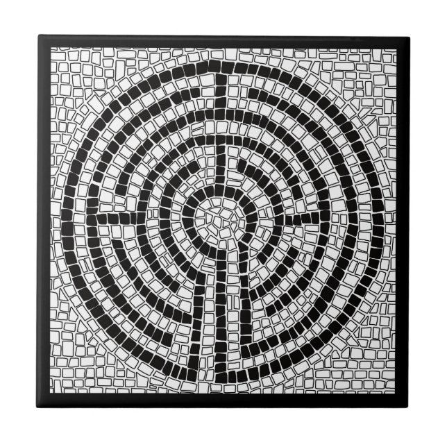 LABYRINTH VII 4.25x4.25 Ceramic Tile - Black (Front)