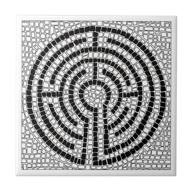 LABYRINTH VII 4.25x4.25 Ceramic Tile - White (Front)