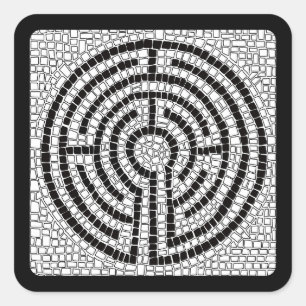 LABYRINTH VII Small Square Stickers - Black