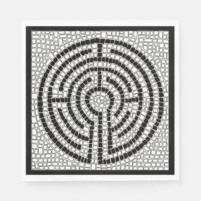 LABYRINTH VII Standard Lunch Paper Napkin - Black (Front)