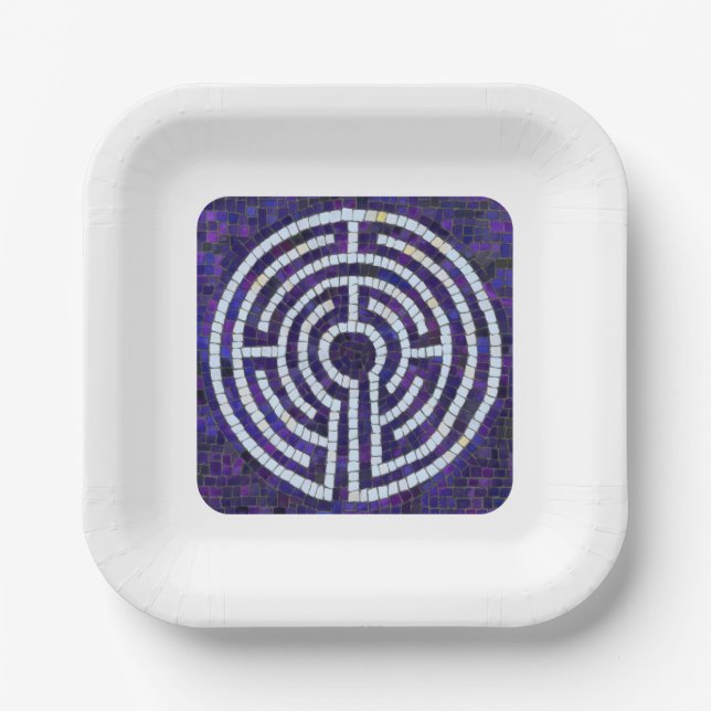 LABYRINTH VIII 7" Square Paper Plates - White (Front)