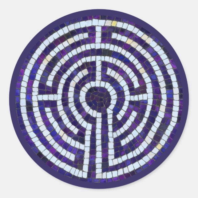 LABYRINTH VIII Large Round Stickers - Violet (Front)