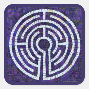LABYRINTH VIII Large Square Stickers - Violet