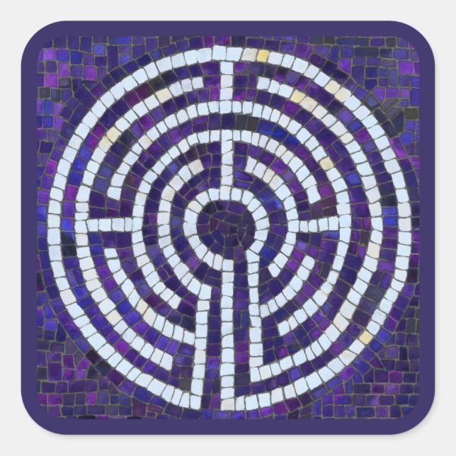 LABYRINTH VIII Large Square Stickers - Violet (Front)