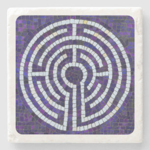 LABYRINTH VIII Marble Stone Coaster - White