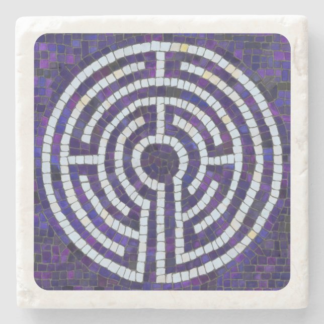 LABYRINTH VIII Marble Stone Coaster - White (Front)