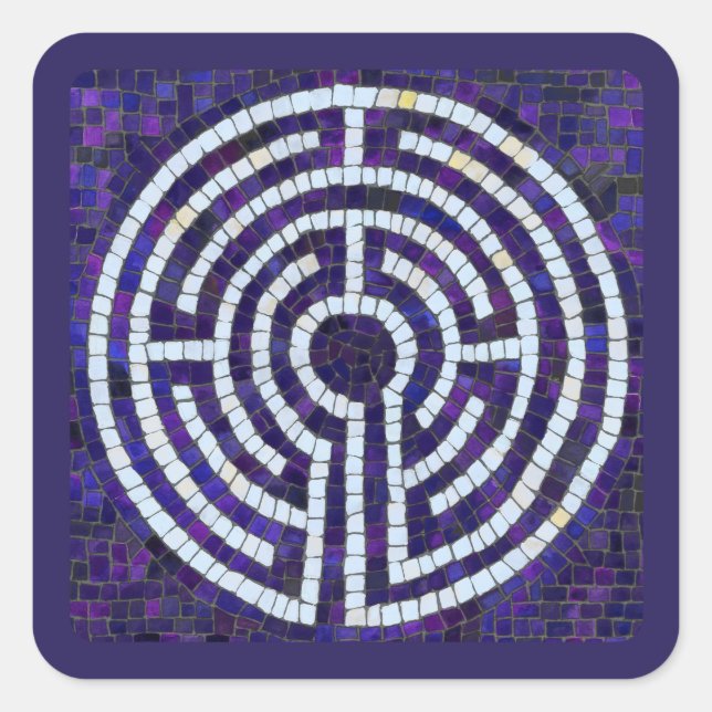 LABYRINTH VIII Small Square Stickers - Violet (Front)