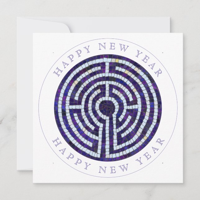 LABYRINTH VIII Square Flat New Year Card (Front)