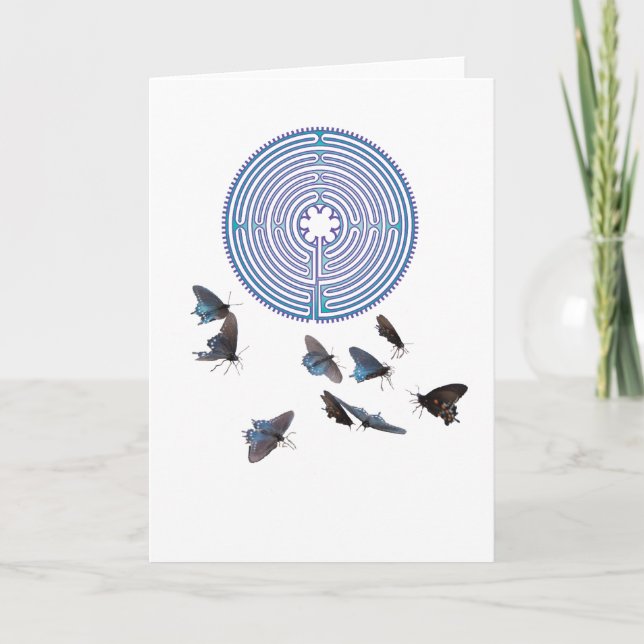 Labyrinth with Butterflies Greeting Card (Front)