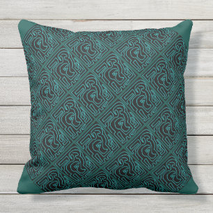 Labyrinthe turquoise sur le coussin enorme