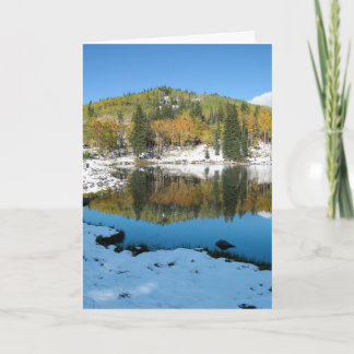 Lac avec carte de voeux photo blanche neige