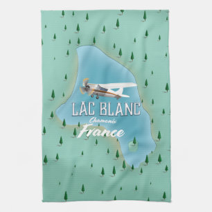 Lac Blanc,Chamonix, france map Kitchen Towel