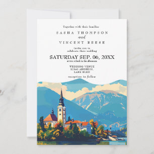 Lac Bled Slovénie Faire-part de mariage Retro