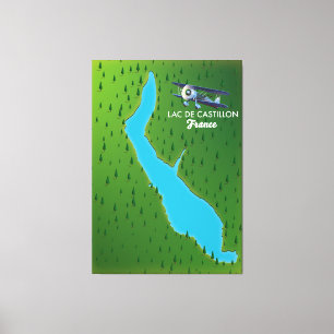 Lac de Castillon France map Canvas Print