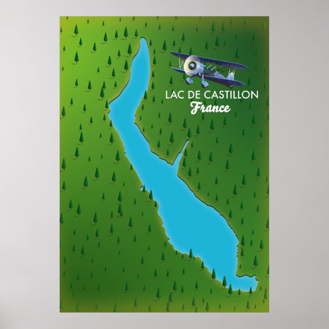 Lac de Castillon France map Poster (Front)