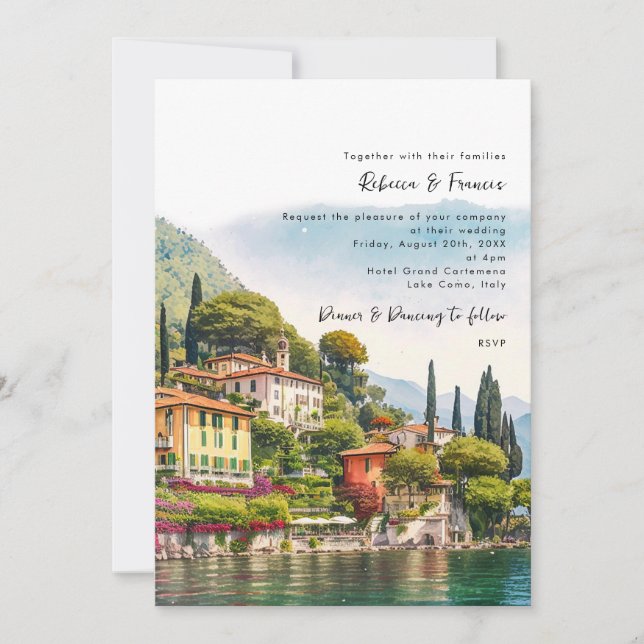 Lac de Côme, Italie faire-part de mariage pittores (Devant)