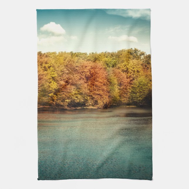 Lac Forêt Arbres Eau Cuisine Serviette (Vertical)