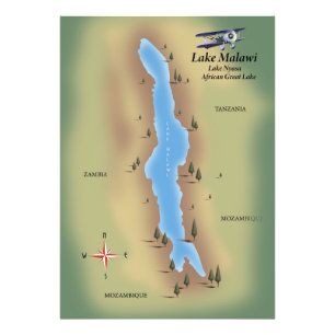Lac Malawi, carte de voyage imprimée poster
