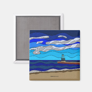 Lac Michigan - Magnet (carré)