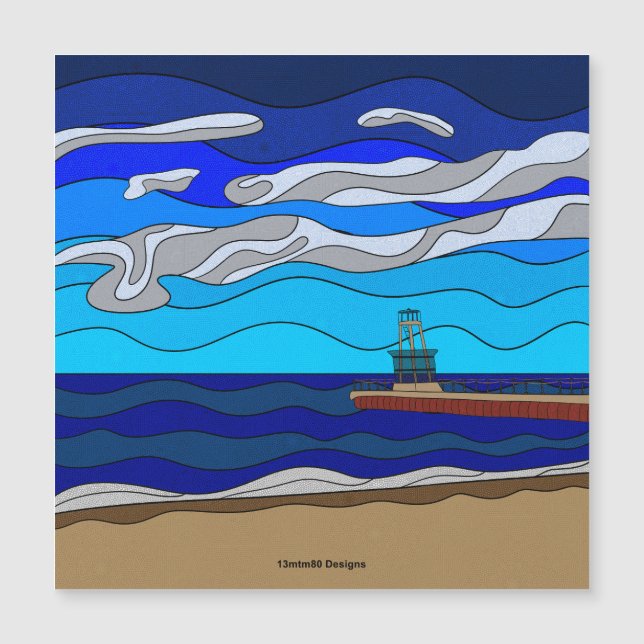 Lac Michigan - Magnet (carré de 5,25 po) (Devant)