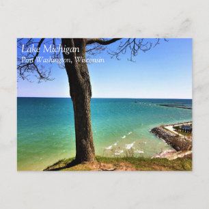 Lac Michigan, Port Washington, carte postale WI