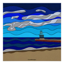 Lac Michigan - Poster brillant 20"x20"